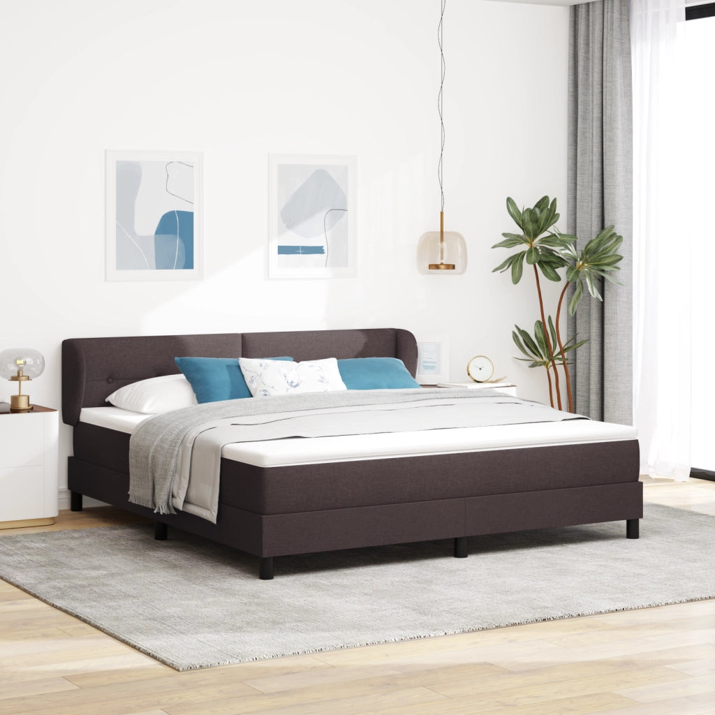 Letto a box con materasso Marrone Scuro 180x200 cm Tessuto