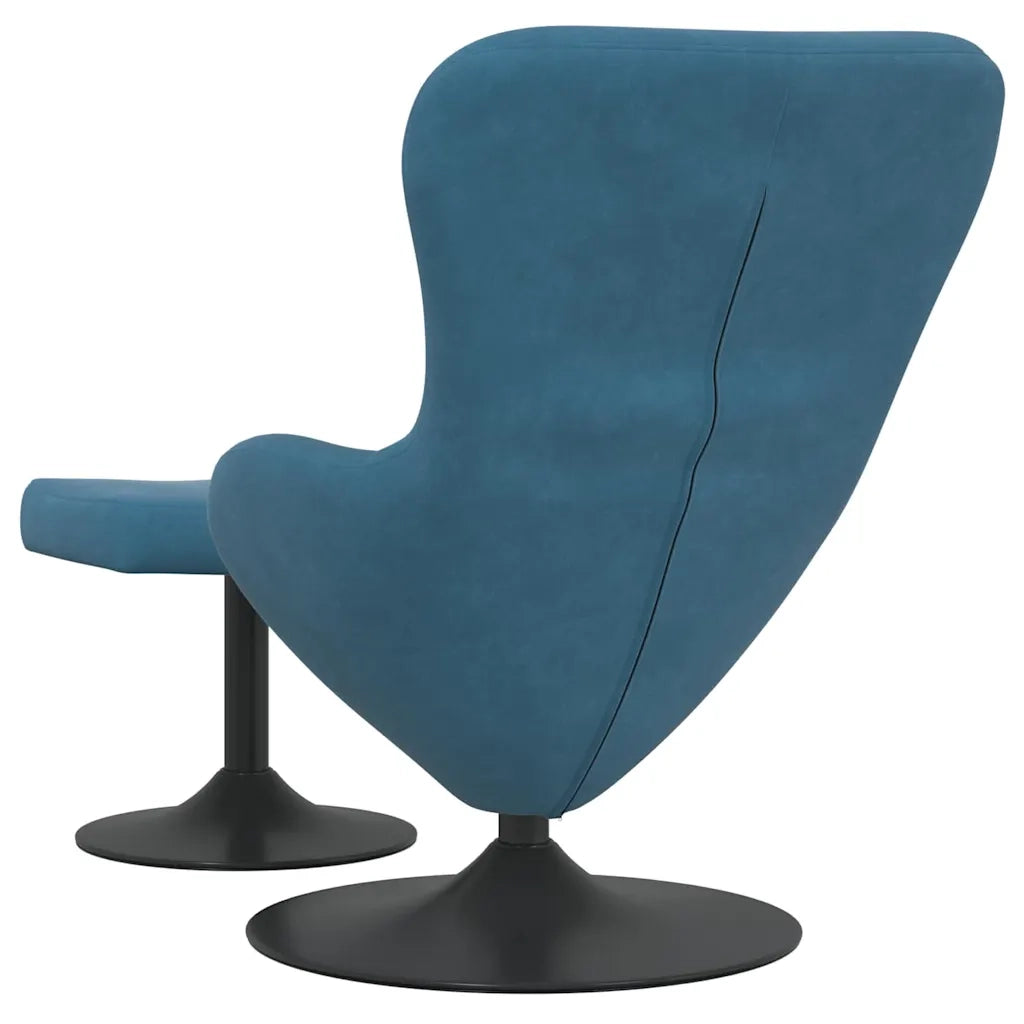 Sedia Egg con Pouf with Footstool Blu Velluto 42002743