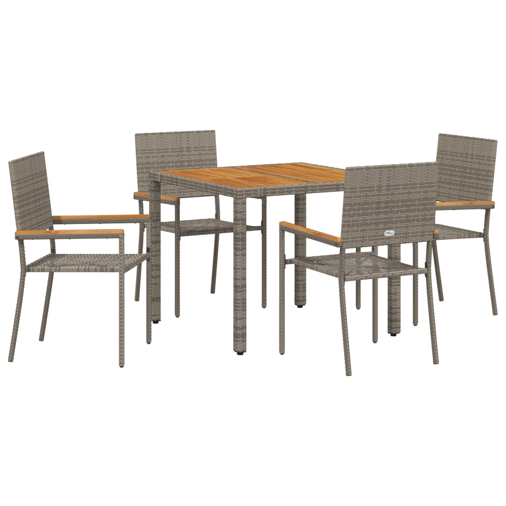 Set da pranzo da giardino  5 pezzi Grigio Polyrattan