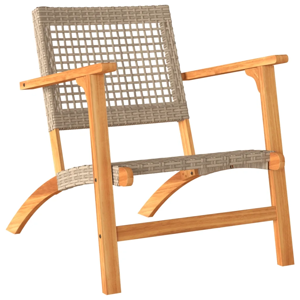 Sedie da Giardino 2pz Beige in Polyrattan e Legno di Acacia 365869