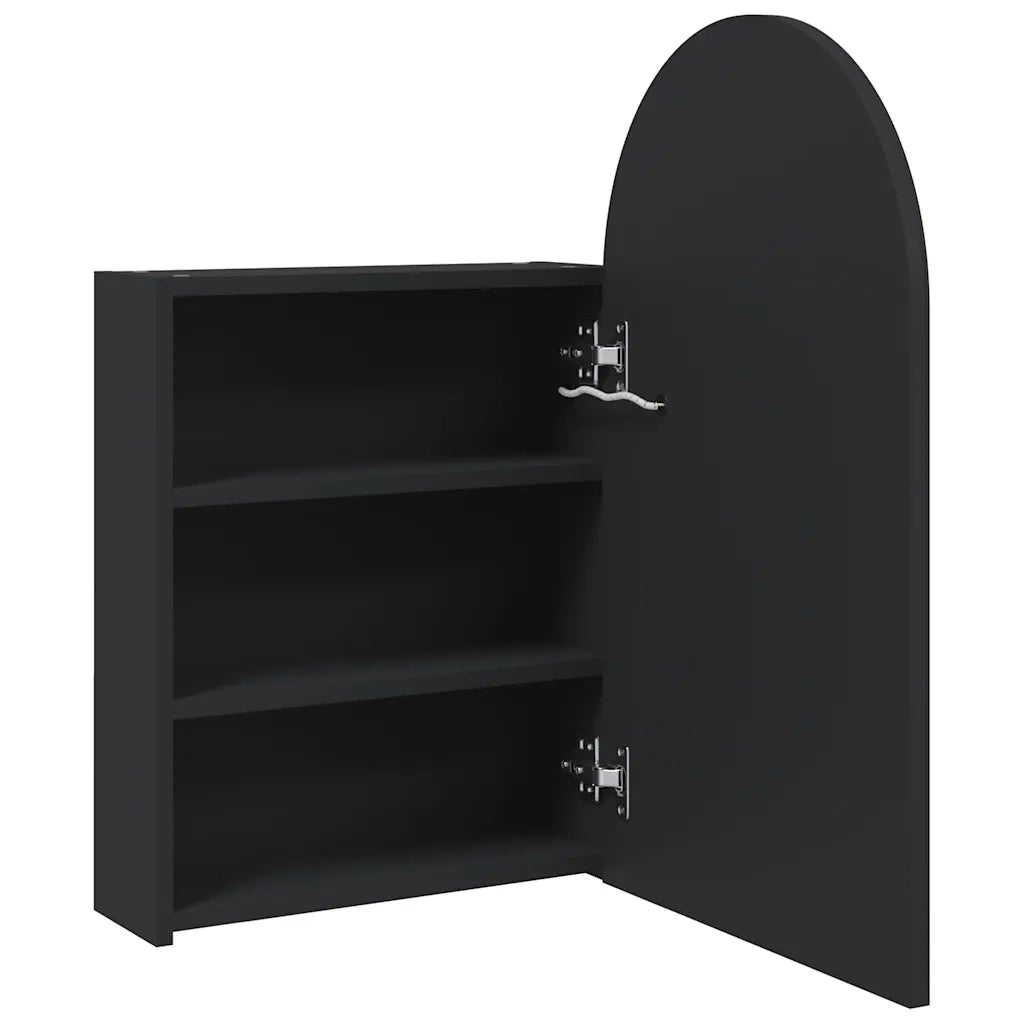 Armadietto Bagno con Specchio e LED ad Arco Nero 42x13x70 cm 357975