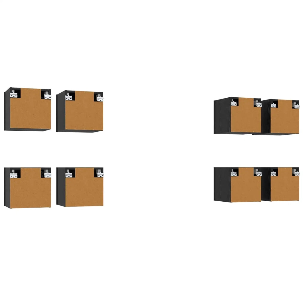 Mobile TV da parete 8 pz Rovere Nero Legno ingegnerizzato 3438615