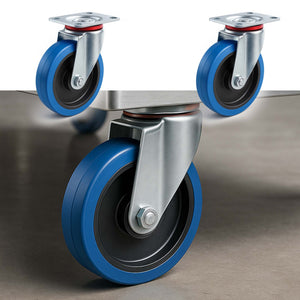 Set 2 Ruote piroettanti senza freno 200mm max 350kg con piastra di montaggio, per carrelli, mobili