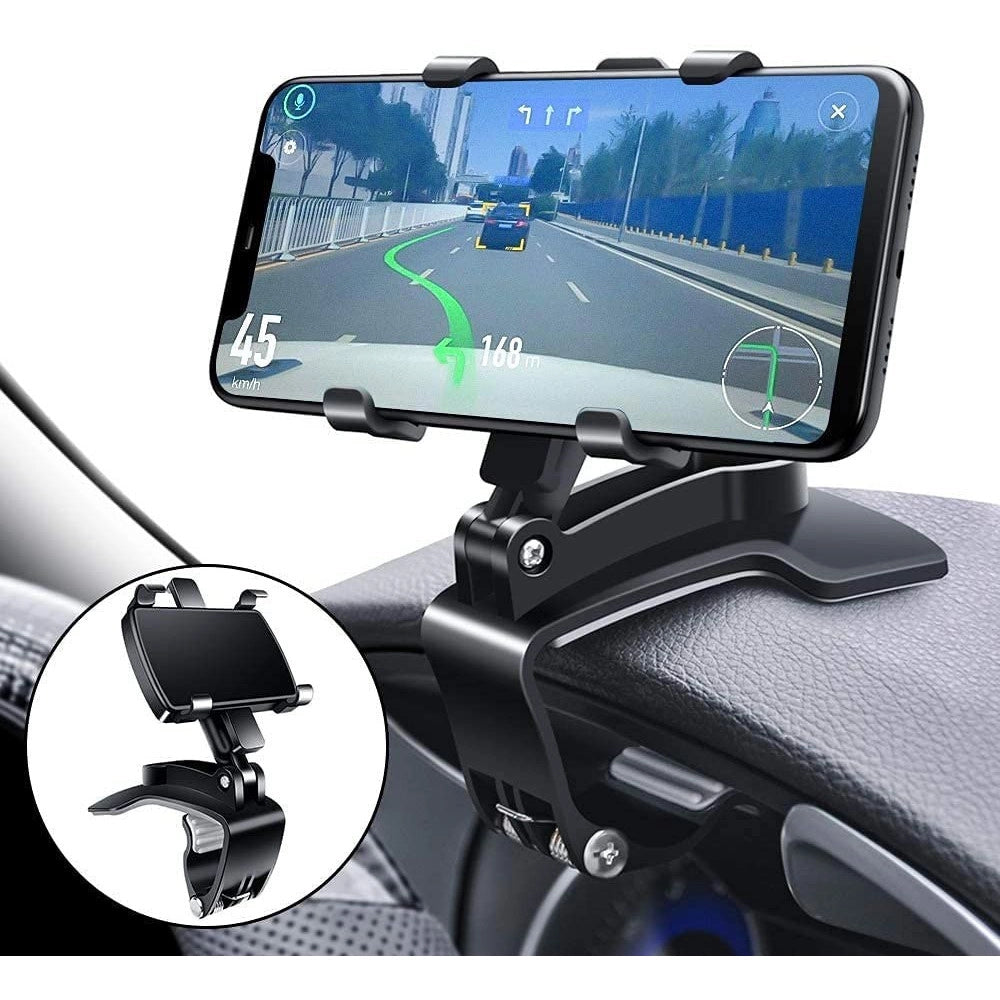 Trade Shop - Supporto Telefono Per Cruscotto Auto Clip Molla Regolabile A 360° Gps Smartphone -