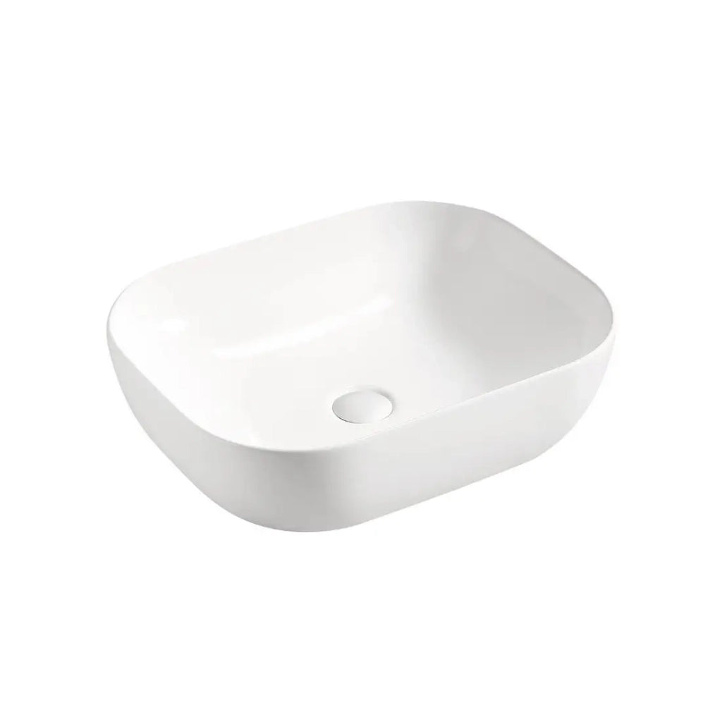 Lavabo da appoggio rettangolare 50x40 cm bianco lucido in ceramica – SMILE 50