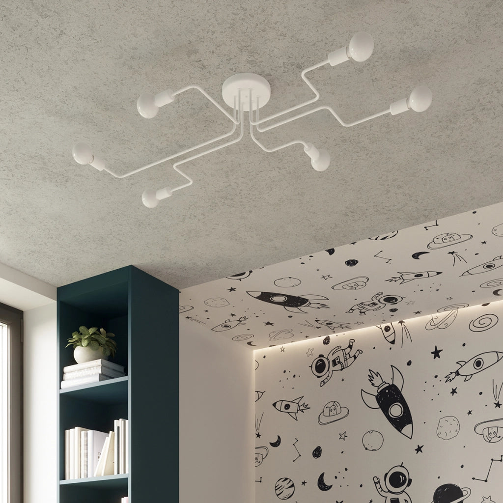VECTOR Lampada da soffitto 4x15W LED E27 Acciaio Industriale Illuminazione moderna Bianco