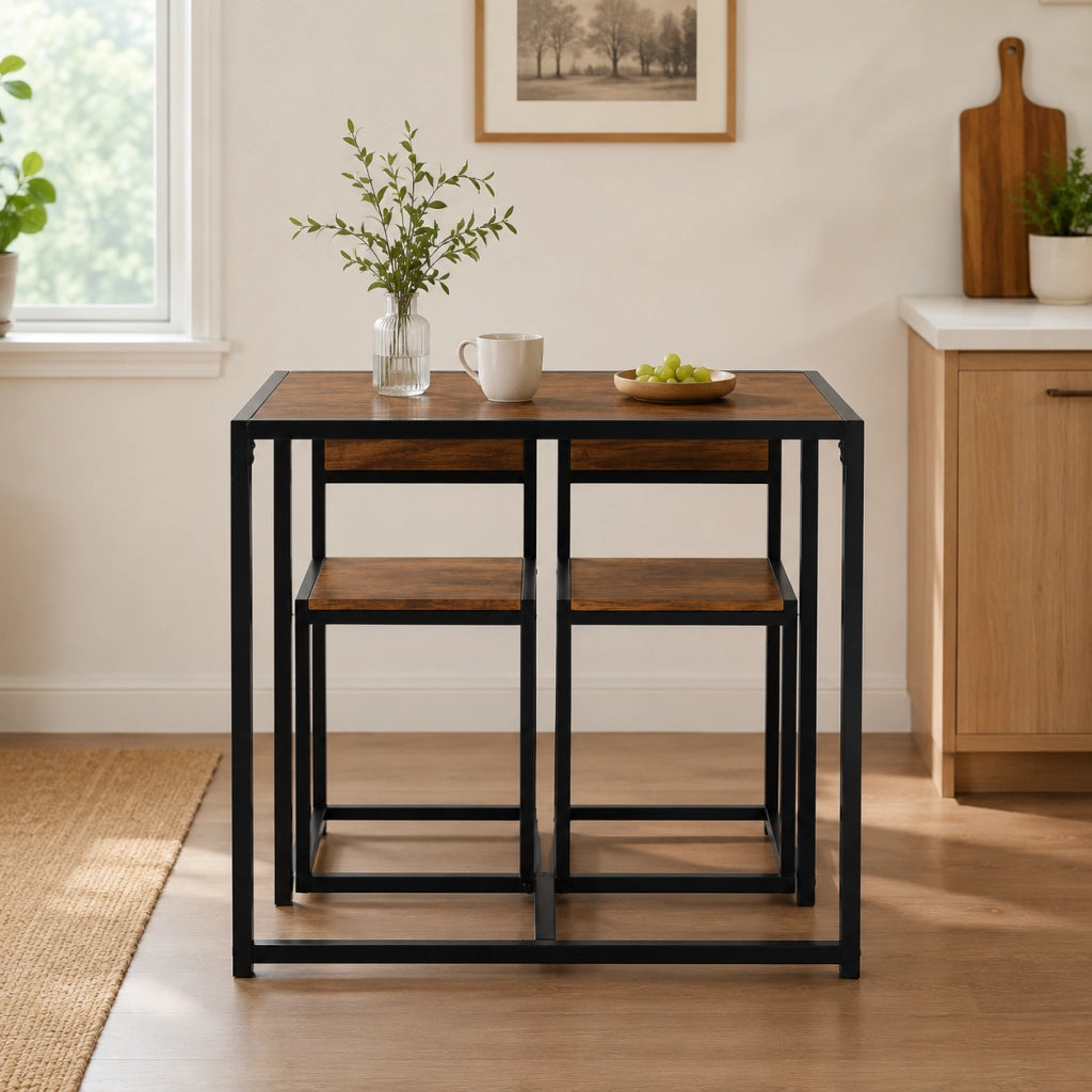 Set da pranzo con tavolo e 2 sedie 90x47x76 cm; compatto; MDF; naturale