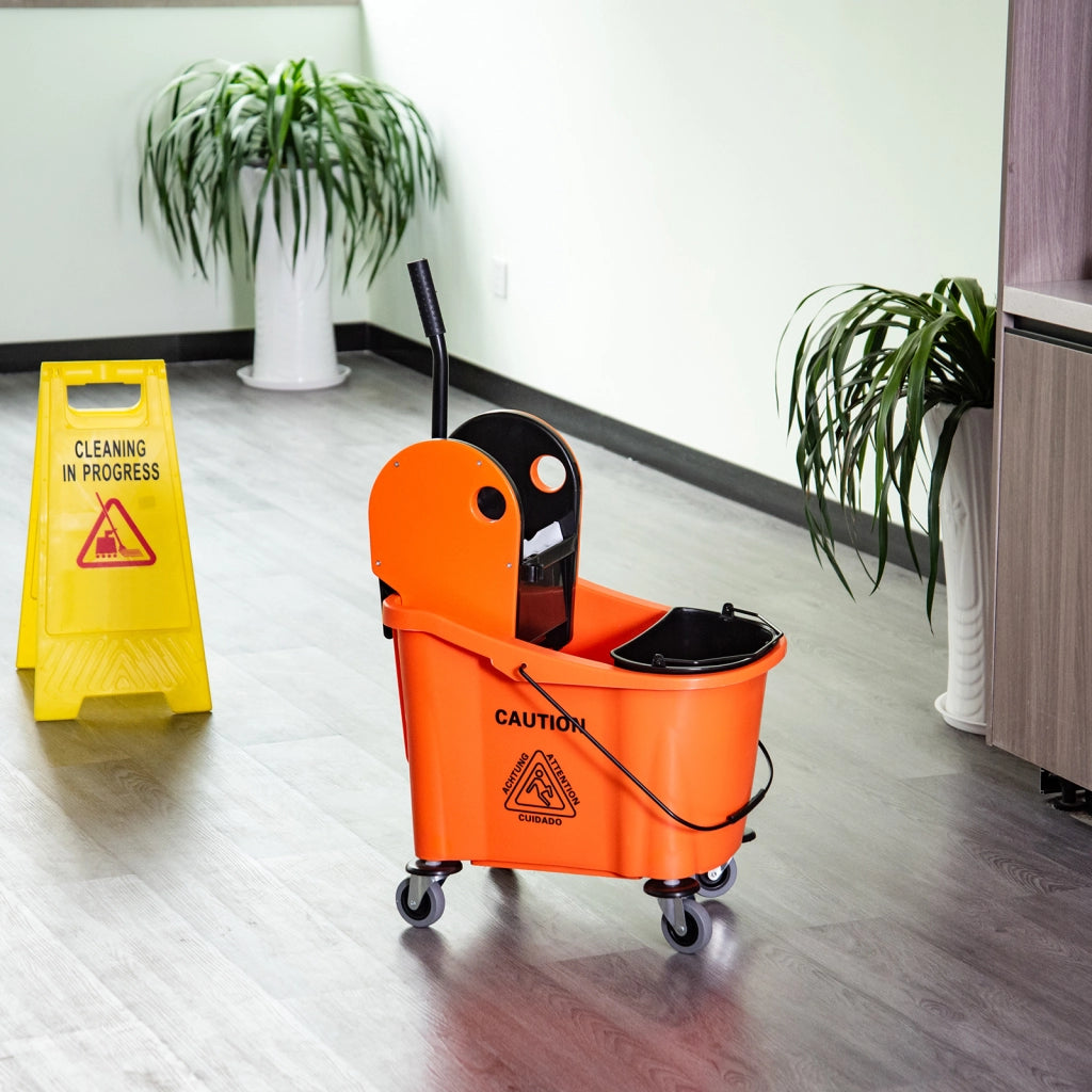 Carrello per Pulizie con Cubo e Scuotitore ¨C Zephmum ¨C Arancione 54x41x91,5cm