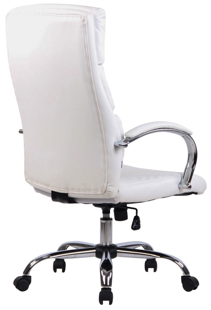 Sedia direzionale Bradford in similpelle o tessuto bianco,Finta pelle