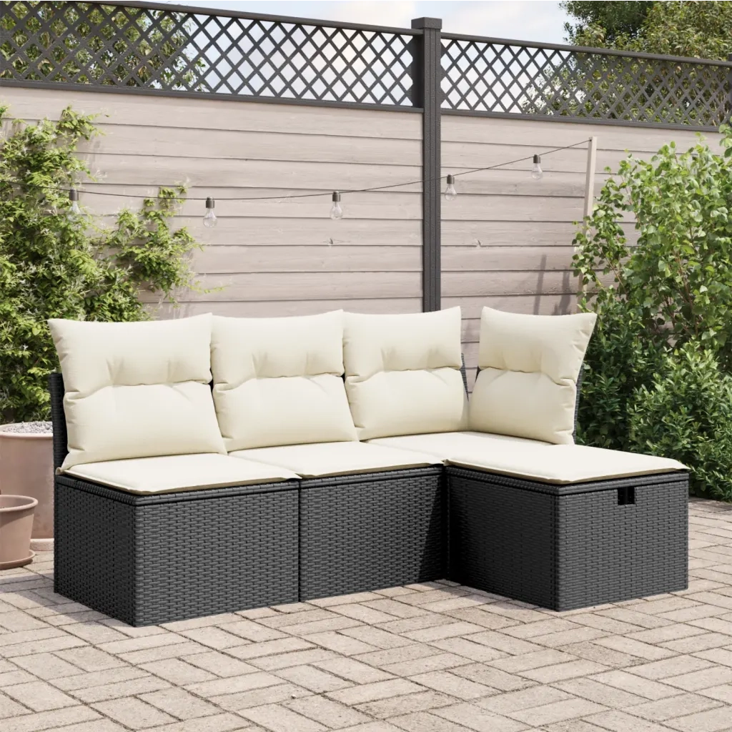 Sgabello Giardino con Cuscino Nero 55x55x37 cm in Polyrattan CFW4053287