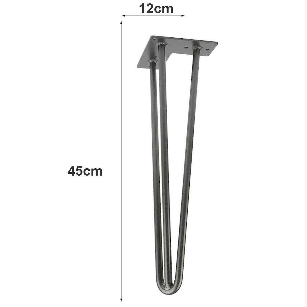 4x Gambe Piedi Tavolo Tavolino Panca Sedia 45cm Metallo Design Moderno Grigio