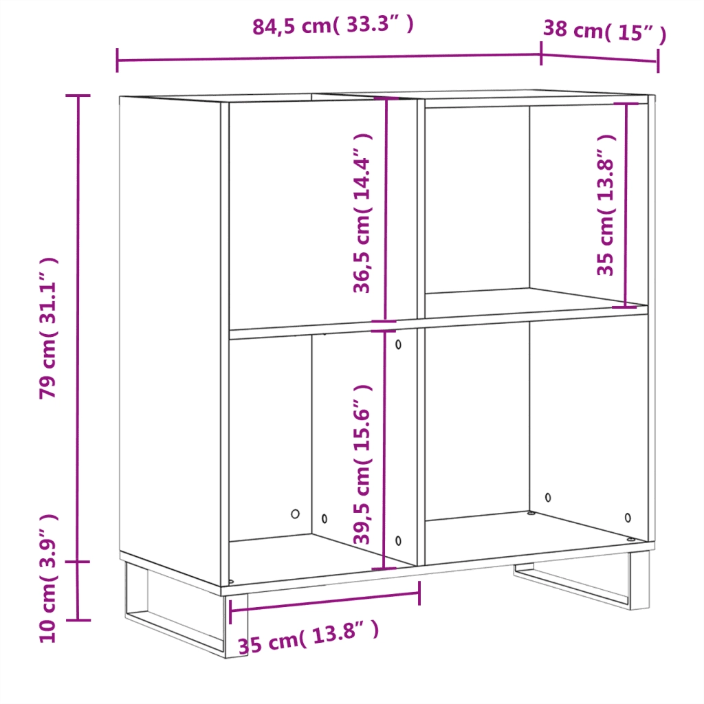 Mobile Porta Dischi Rovere Sonoma 84,5x38x89 Legno Multistrato CFW8737611