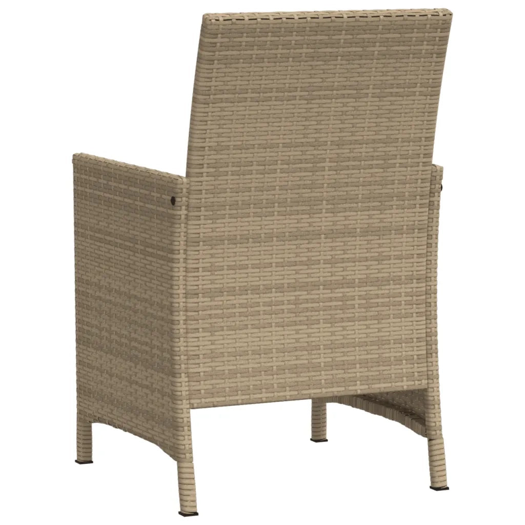 Set da BistrÃ² 3 pz con Cuscini Beige in Polyrattan