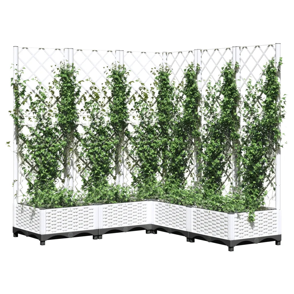 Fioriera da Giardino con Graticcio-Vaso da Esterno-Fioriera con Griglia Bianco 120x120x121,5 cm PP