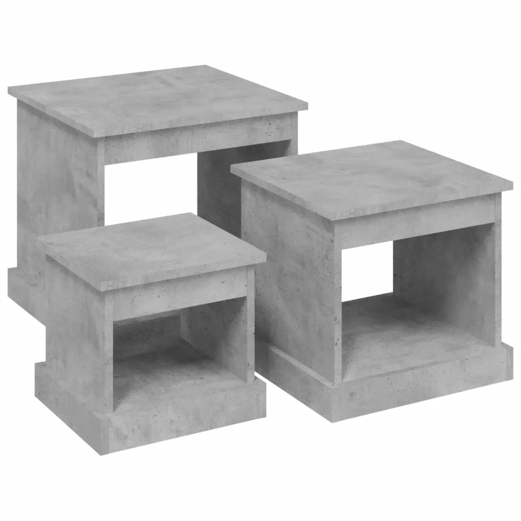 Tavolini da Salotto 3 pz Grigio Cemento in Legno Multistrato 816492