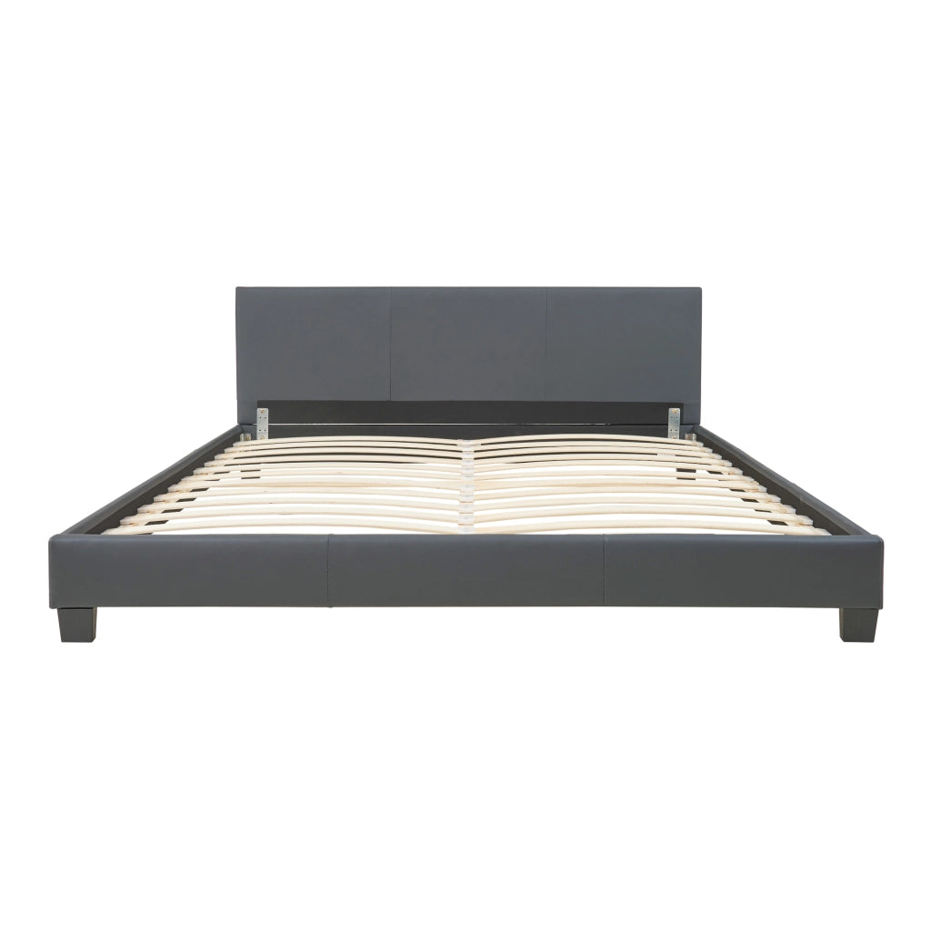 Letto Matrimoniale King Size Albacete con Testiera Alta e Materasso 180x200 cm Similpelle Grigio Scuro Corium