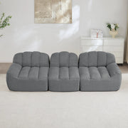 Divano modulare a 3 posti senza struttura con seduta profonda e pouf in pile granulare grigio 288 × 104 × 79 cm