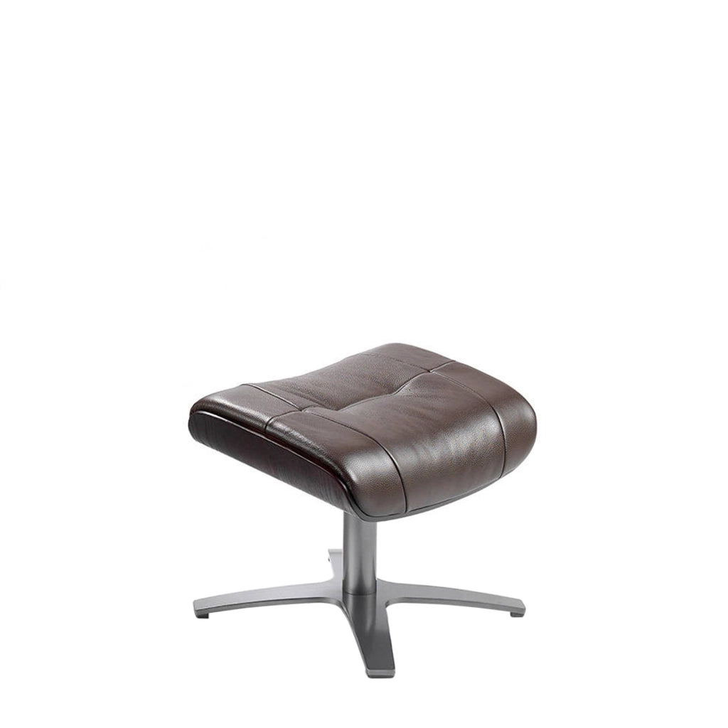 Pouf in pelle marrone cioccolato