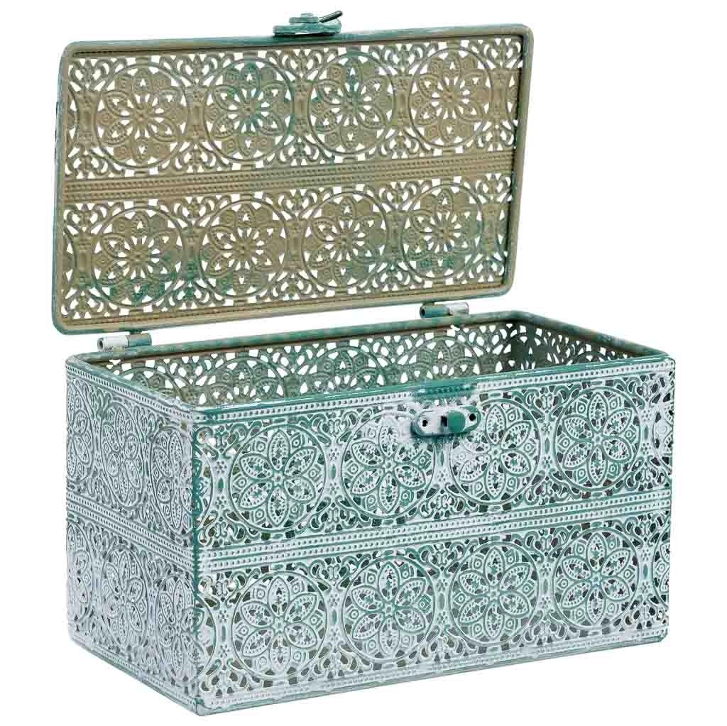 Scatola in metallo verde 20.5x12.5x11.5h cmh cm