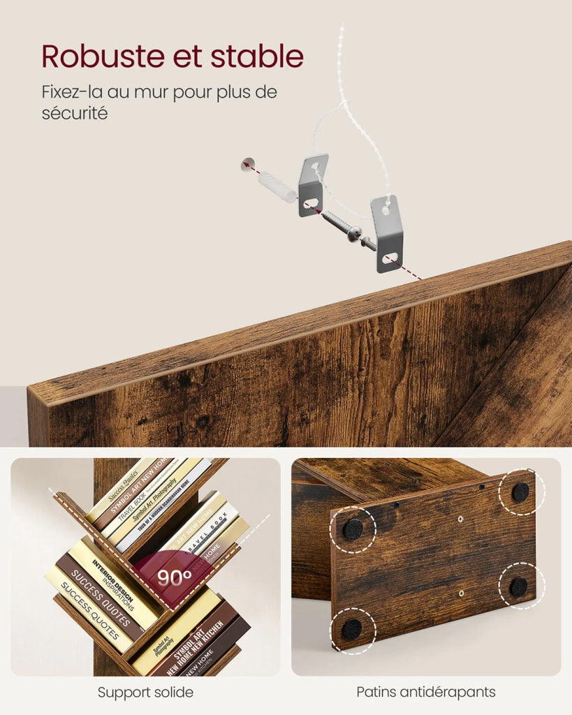 Libreria a 8 ripiani 50 x 24 x 141,5 cm a forma di albero marrone 12_0004050