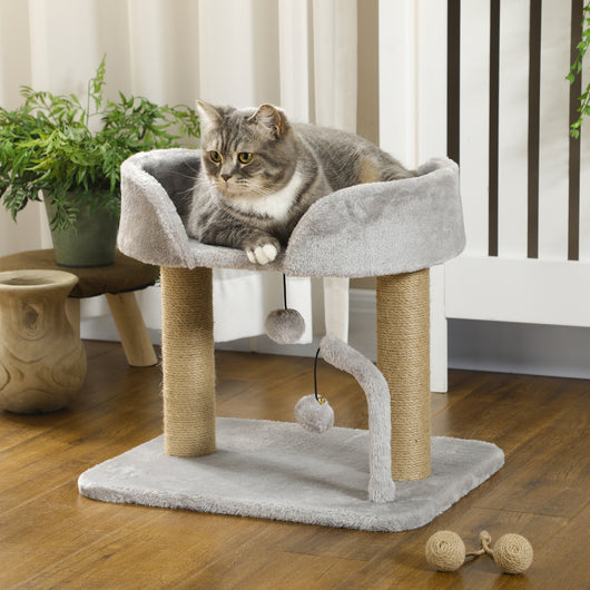 Albero per Gatti con Tiragraffi 48x38x42 cm con Lettino e Palline in Juta Grigio