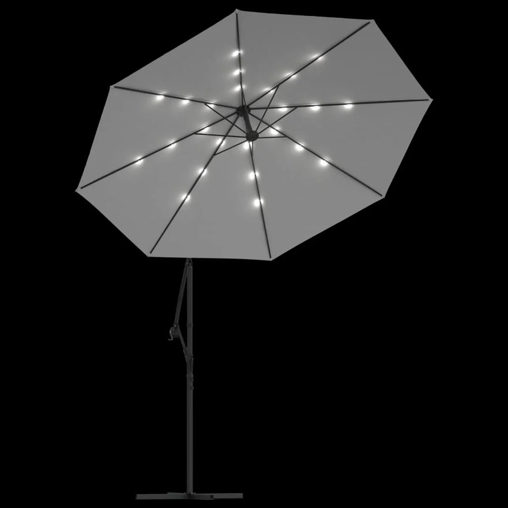 Ombrellone con illuminazione a LED 300 cm asta in metallo colore sabbia 02_0008143