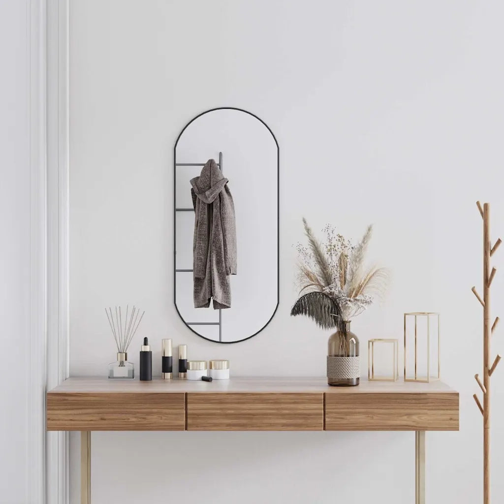 Specchio da Parete | Specchio decorativo Nero 90x40 cm Ovale