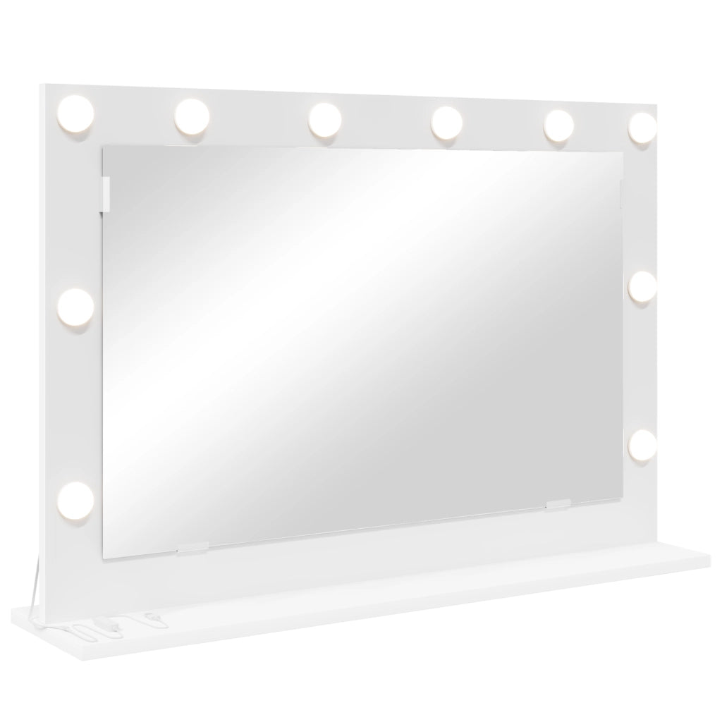 Specchio da toeletta con luci LED Bianco 80x55x18 cm