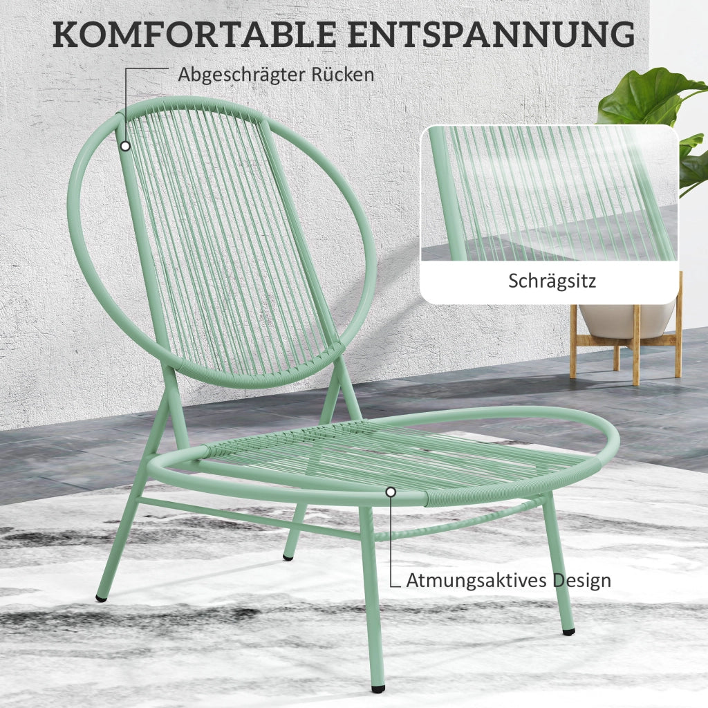 Set Bistrot 3 Pezzi in Polyrattan con Sedie a Guscio ¨C Zephmum ¨C Verde
