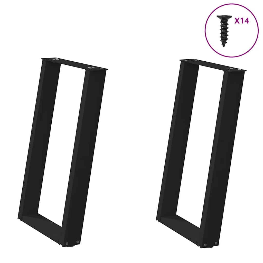 Set di 2 gambe per tavolo da pranzo a forma di U nere 60 x 72 cm design moderno con piedini ergonomici in acciaio nero 02_0057069