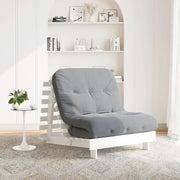 Divano Letto Futon con Materasso-Sofa Letto-Daybed Bianco 90x206x11cm Legno Pino