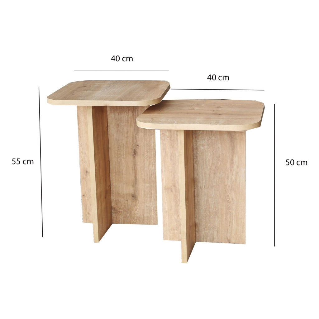 Meduno, Tavolino da Salotto Modulabile, 40x40x50h cm Marrone Rovere