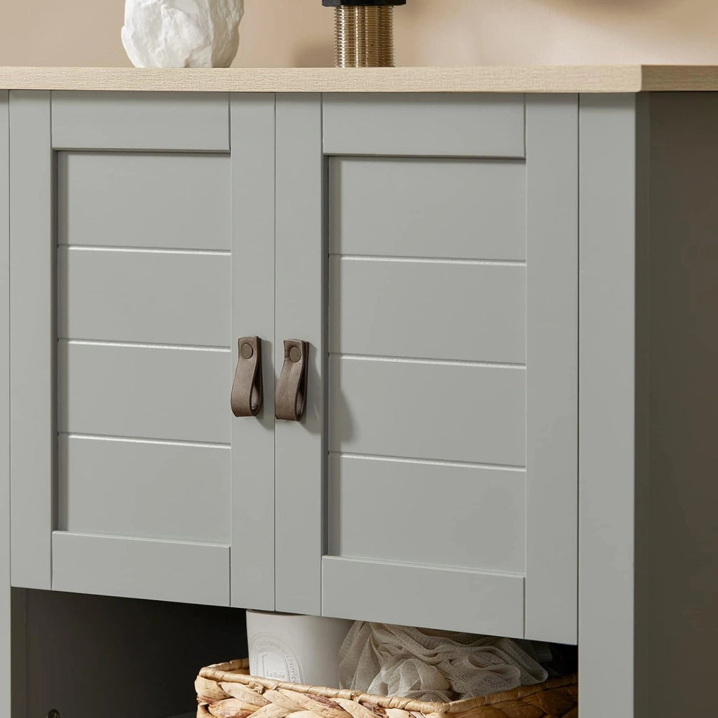 Mobile sottolavabo con anta scorrevole Mobile bagno Mobile lavabo Grigio chiaro 60x30x60cm BZR69-HG