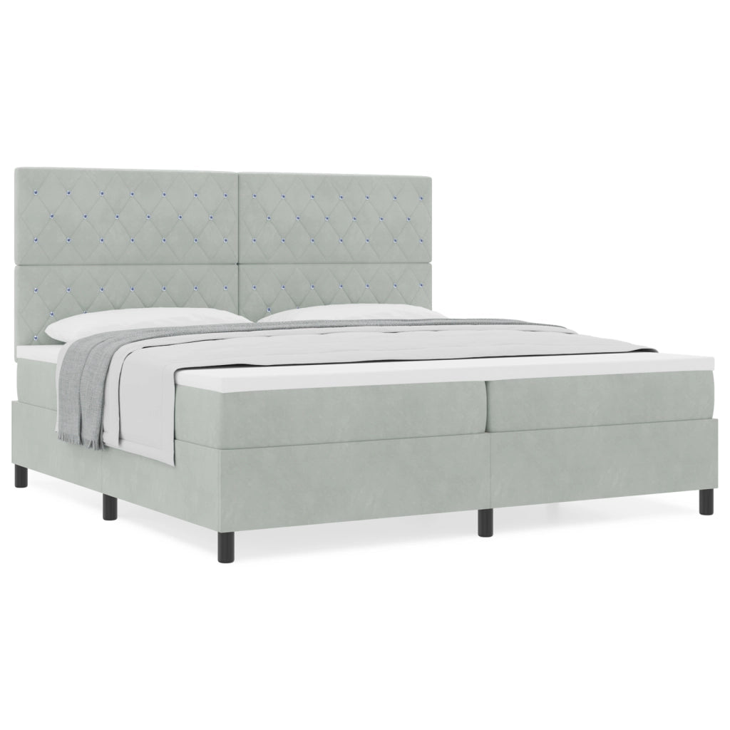 Letto a Molletta  con Materasso Grigio Chiaro 200x200 cm in Velluto