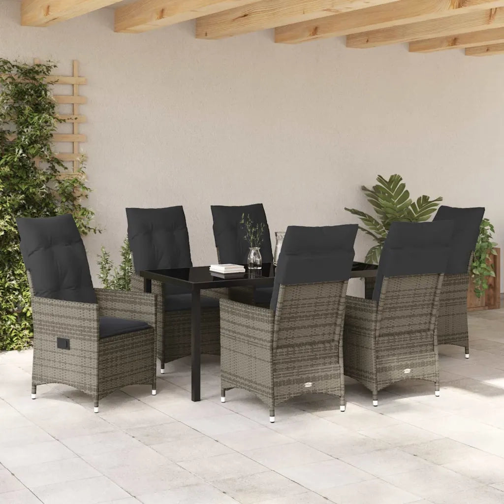 Set da Pranzo per Giardino con cuscino 7 pcs Grigio polyrattan 3379552