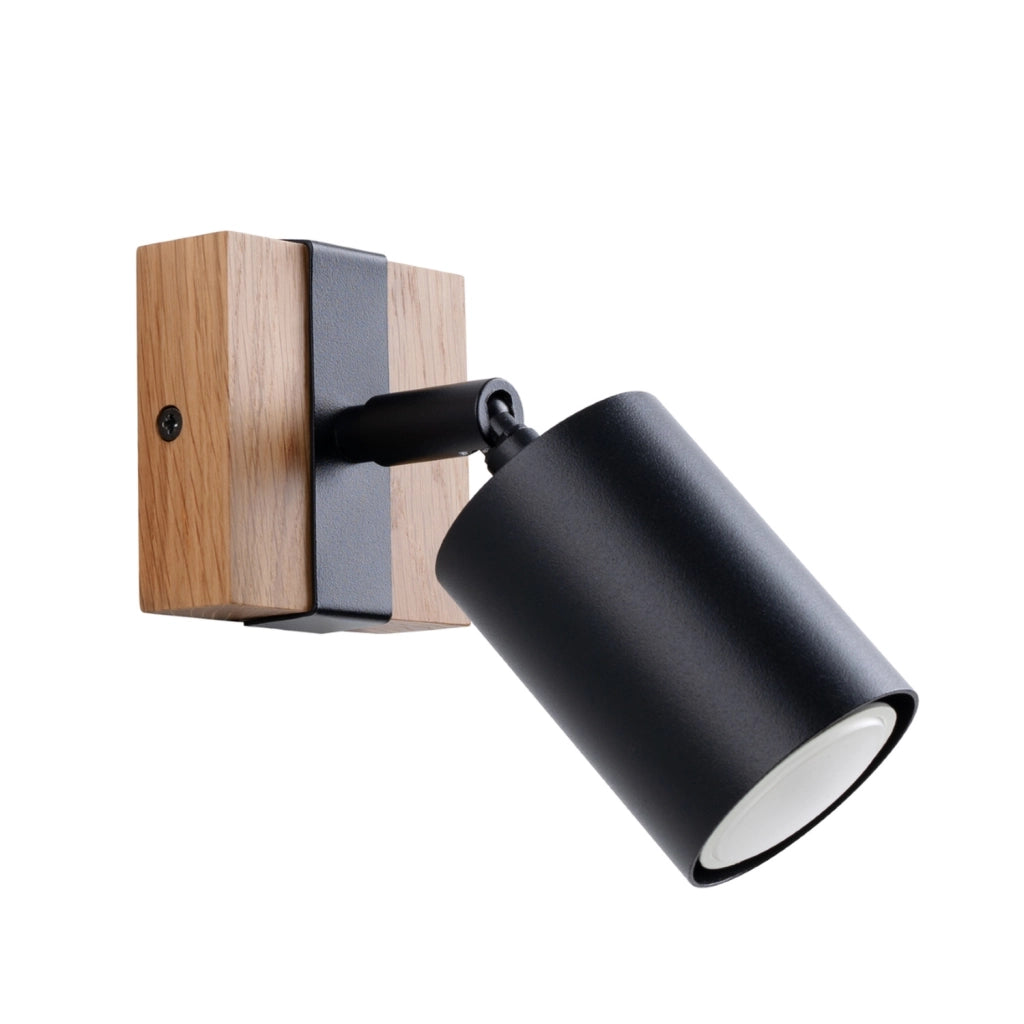 Applique Nordal 1 Pure Lume nero/legno spot orientabile GU10