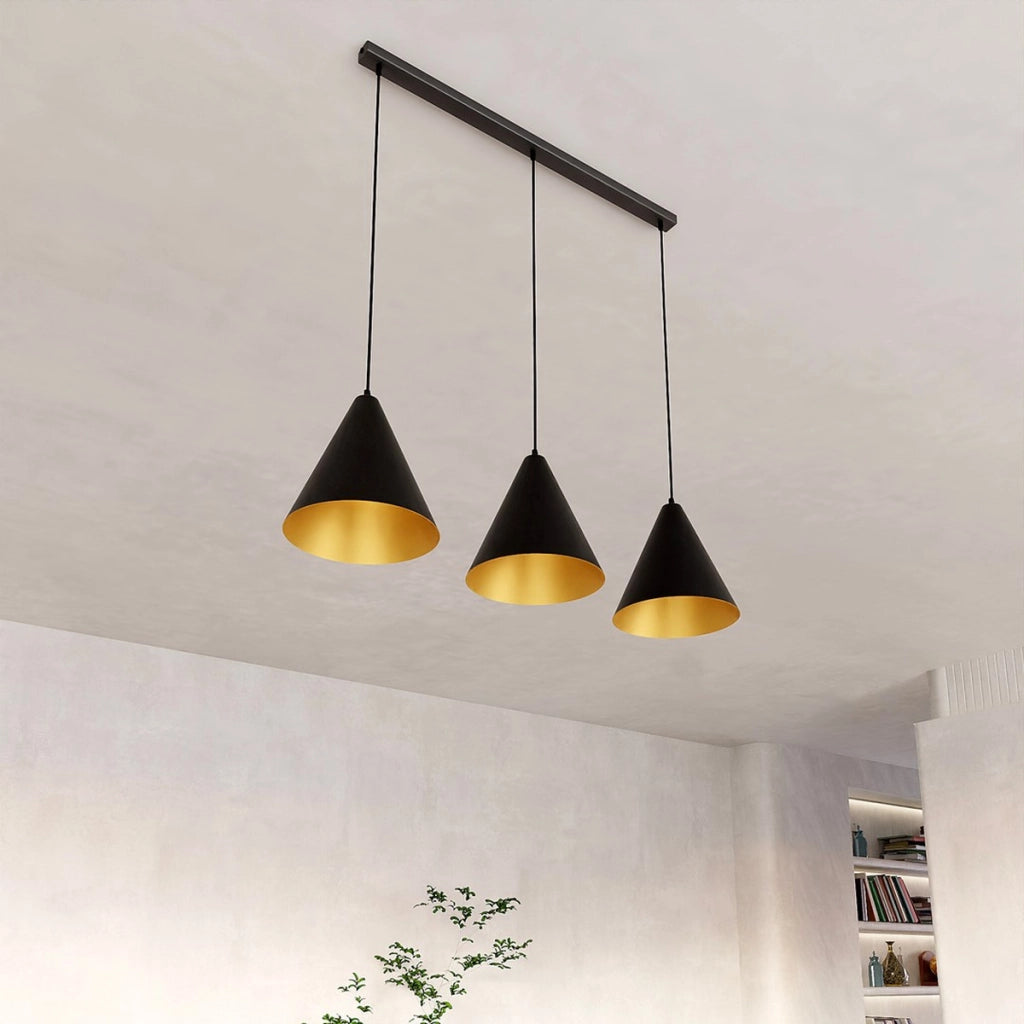 Lampada a sospensione REBEL in acciaio nero e oro