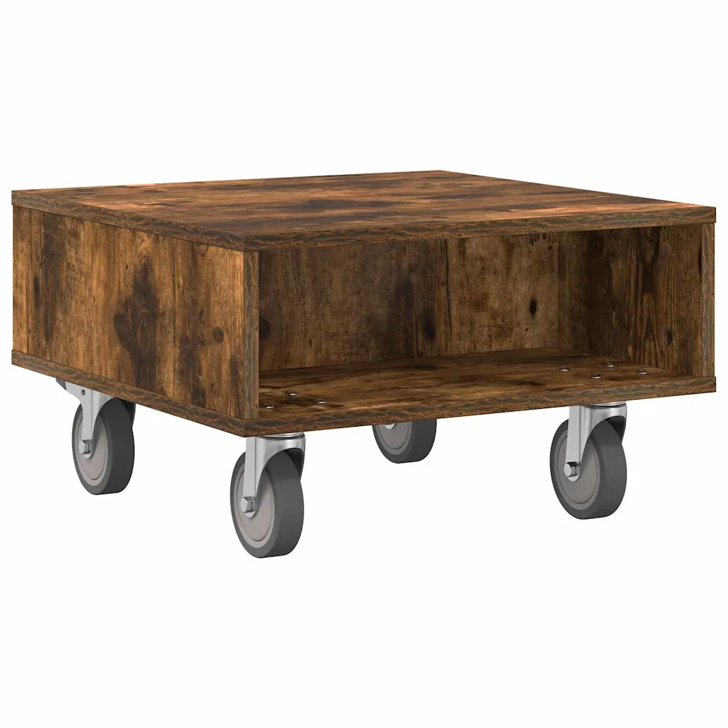 Tavolino con Ruote Rovere fumé 50,5 x 50 x 30 cm