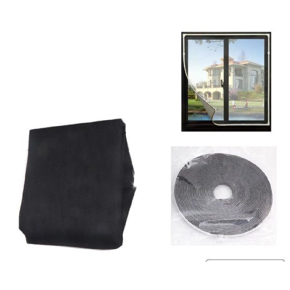 Trade Shop - Zanzariera Universale Finestra Nera Adesiva Con Velcro 150 X 250cm Insetti 12924 -