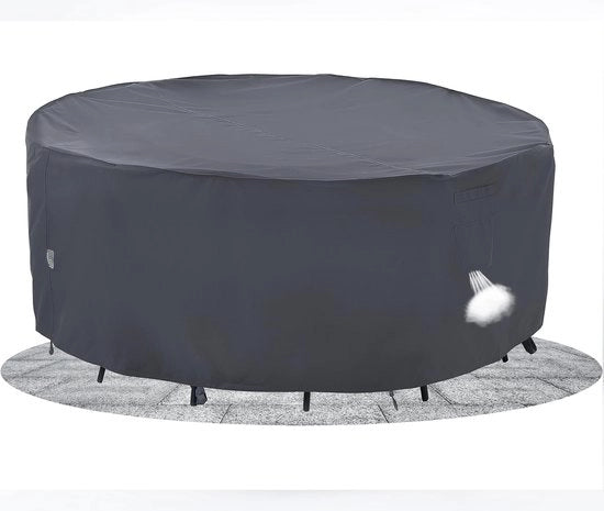 Scheurvaste protezione per mobili da giardino, impermeabile e idrorepellente, copertura rotonda UV-stabile per protezione da neve e sole, 230x80cm, Grigio