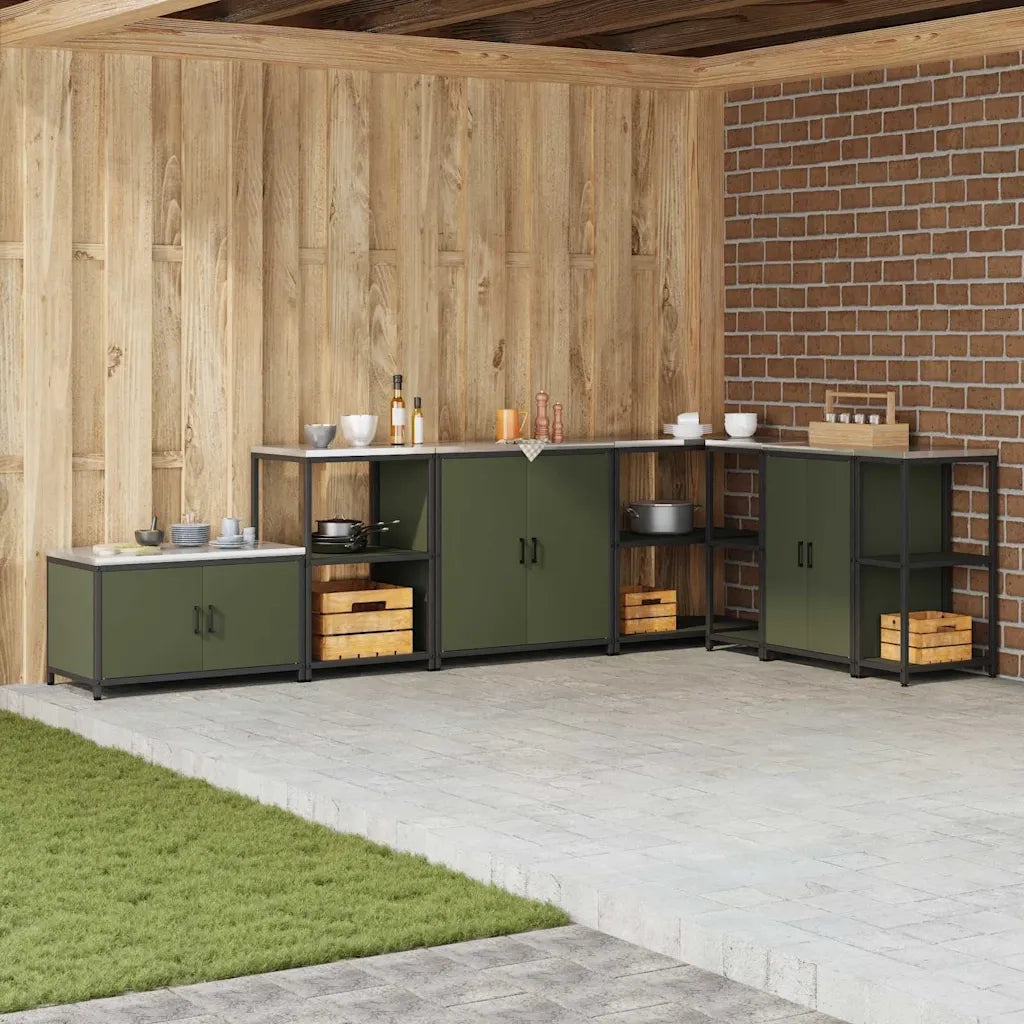 vidaXL Mensola per il deposito in cucina Verde oliva Acciaio
