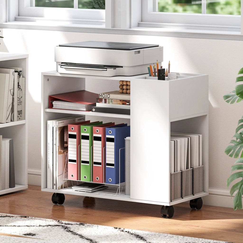 Mobile Porta Stampante con Ripiani e Scomparto ¨C Xylo ¨C Bianco 70x34x60 cm