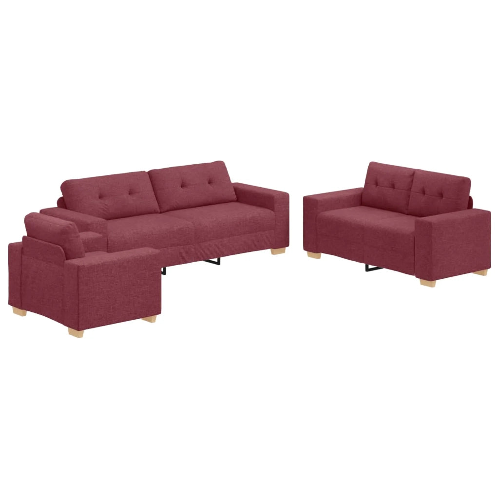 Divano 3 pcs Rosso Vento 221 x 80 x 80 cm Tessuto misto lino 3324631