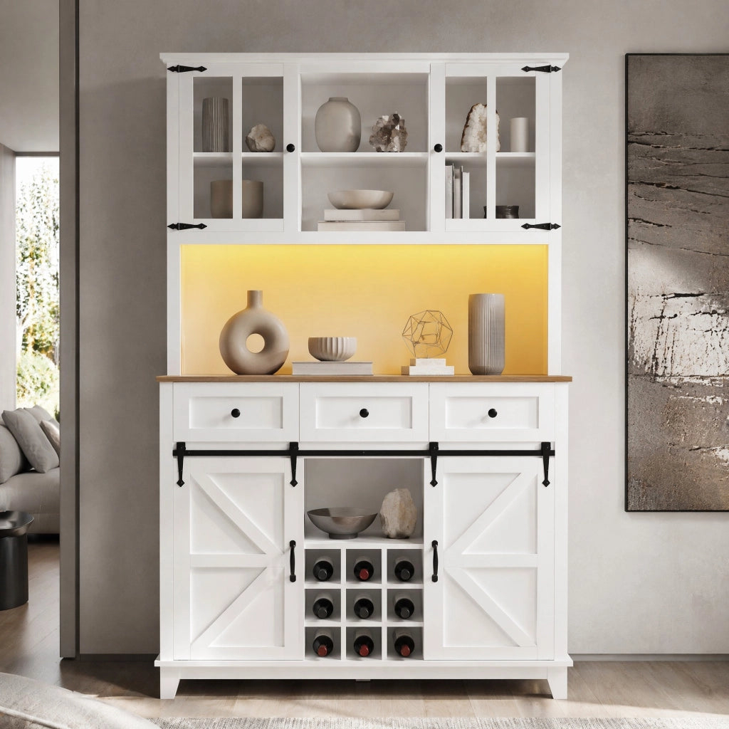 Vetrina alta da cucina con LED, 105x38,4x180 cm
