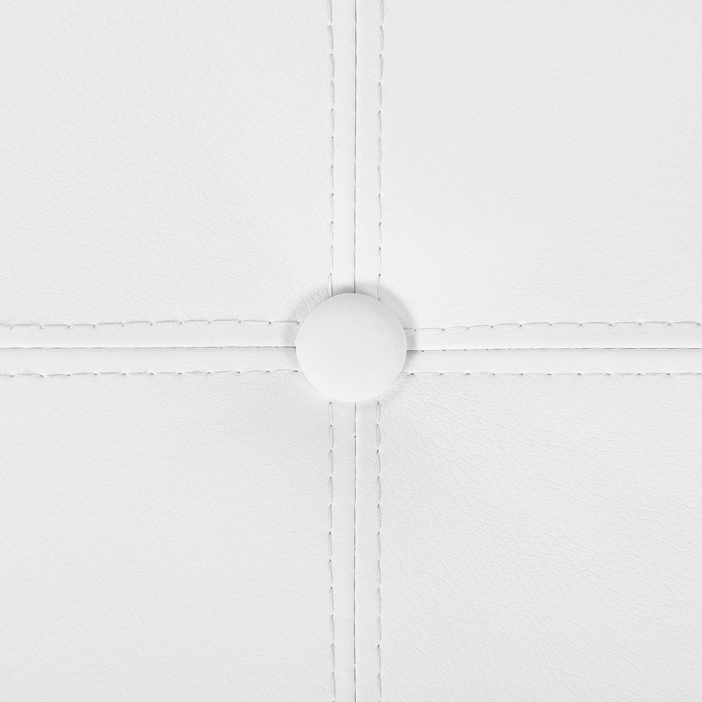 Pouf Bianco Ecopelle 40 x 38 cm con Sgabello Contenitivo Glamour