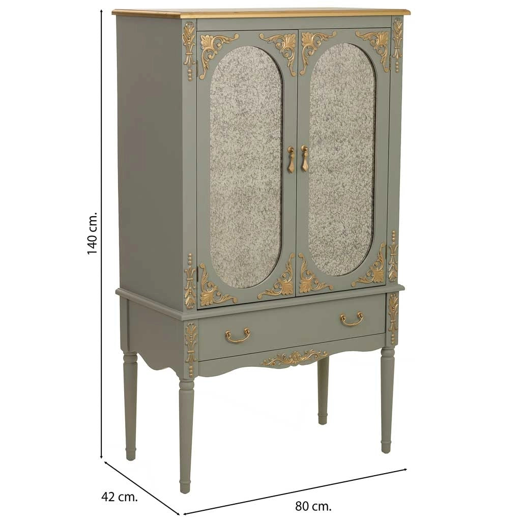 Armadio in legno Verde con 1 cassetto e 2 ante, 80x42x140h cm
