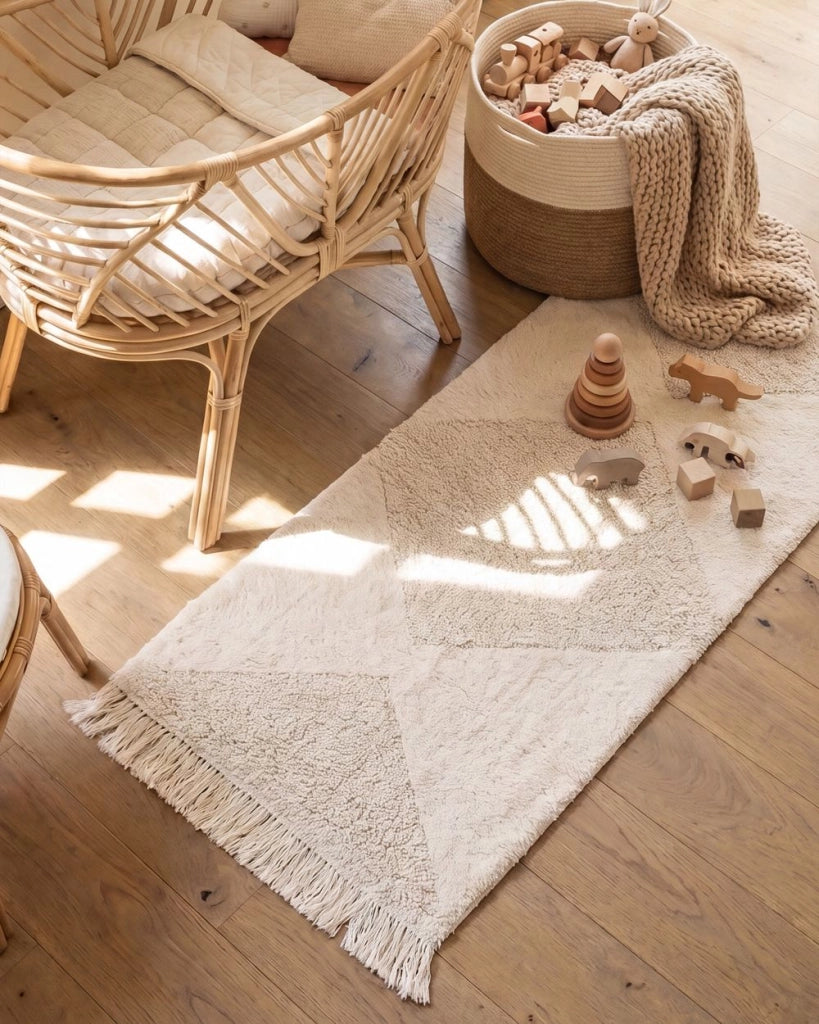 Tappeto per bambini in cotone 55 x 120 cm con motivo geometrico Stile Boho Soggiorno Bambini Stanza dei bambini