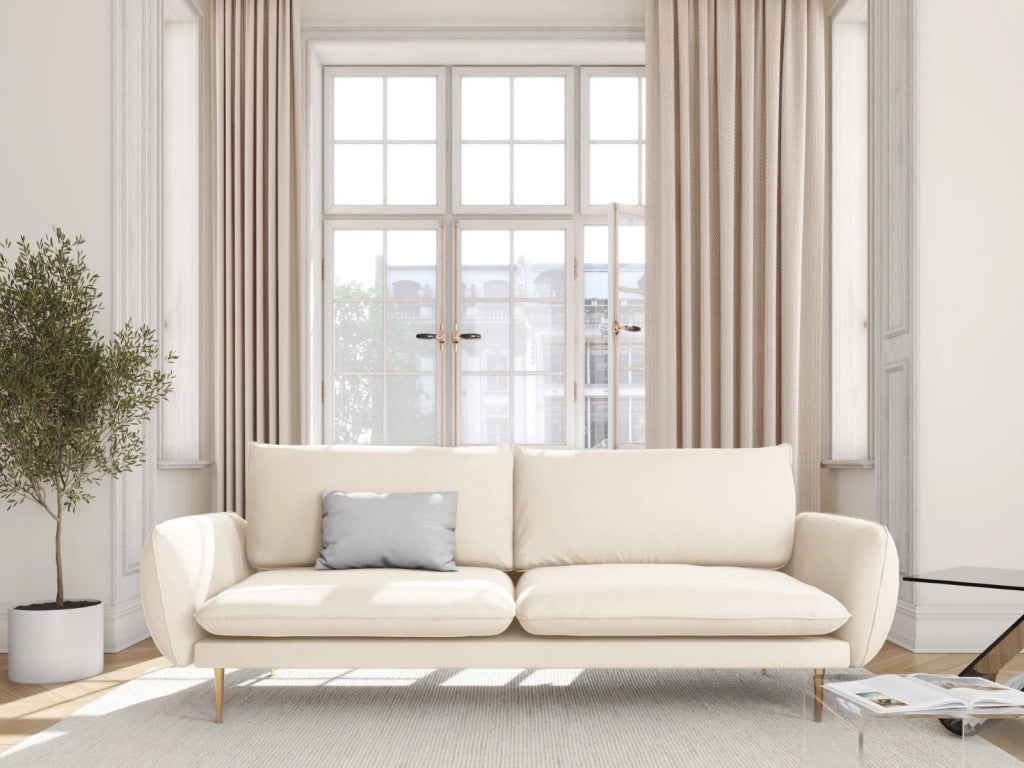 Cosmopolitan Design - Divano "Vienna" 4 posti in velluto beige chiaro 