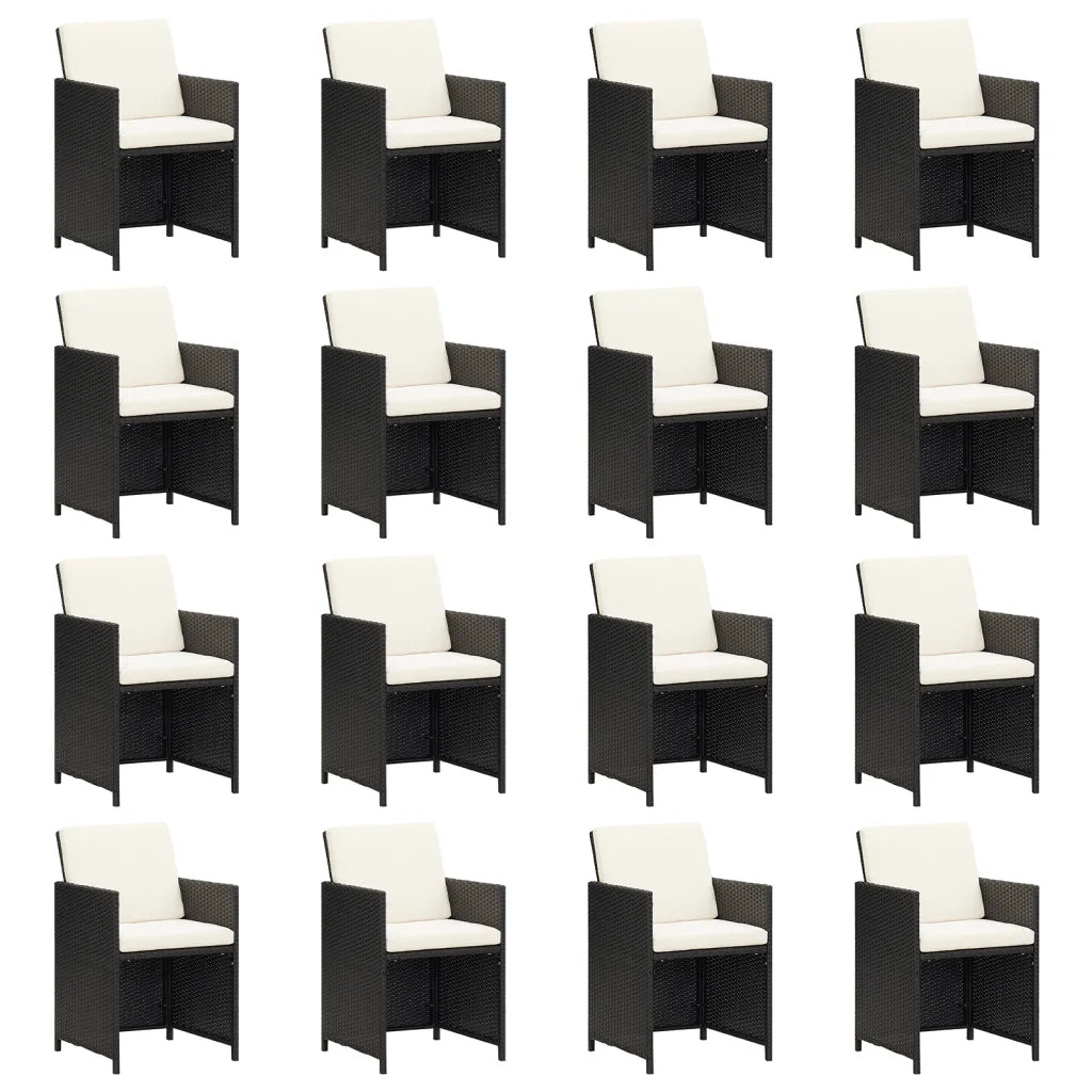 Set da Pranzo da Giardino 21 pz con Cuscini in Polyrattan Nero cod mxl 42577