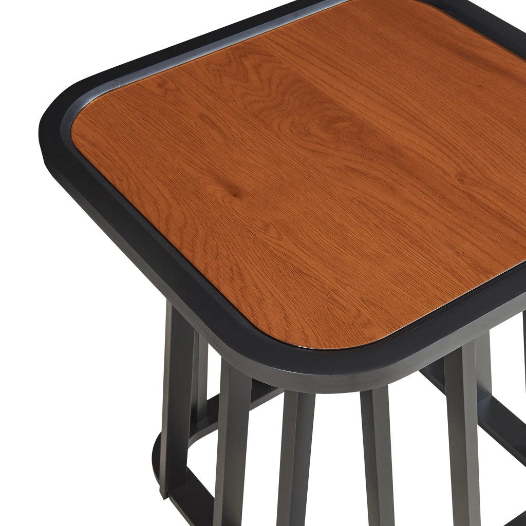 Tavolino Quadrato Burgess da Salotto 51x51x51 cm - Nero/Effeto Noce [en.casa]